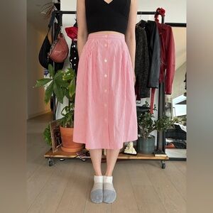 Alfred Dunner Womens Pink Striped Comfort Elastic Waist A-Line Skirt Size 6 VTG